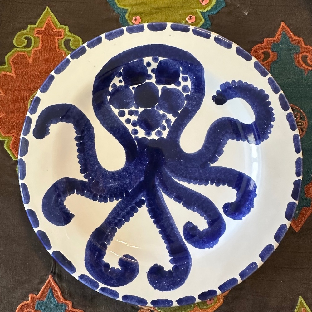 Vietri Hand Painted Octopus Salad Plate